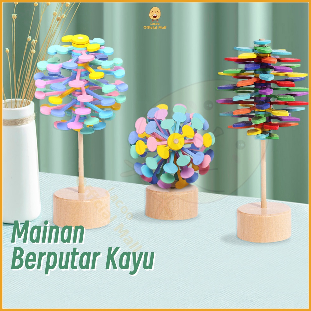 Lacoo Puzzle kayu berputar lollipop mainan dekompresi dekorasi kreatif