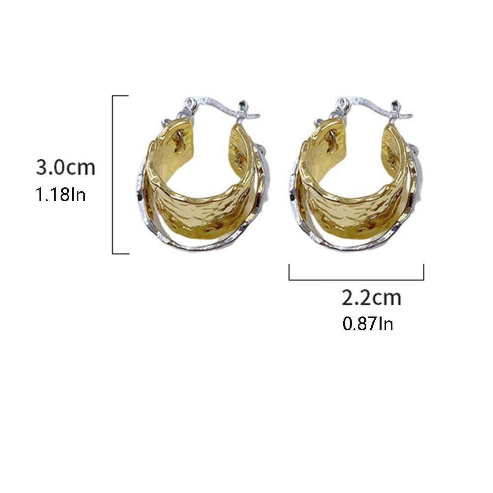 Mxbeauty Double-Layer Hoop Earrings Klasik Vintage Kepribadian Cahaya Mewah Baru Chic Alloy Gaya Korea Gesper Telinga