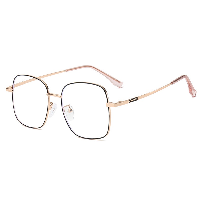 (YUZHU) Kacamata Bingkai Oversized Gaya Sekolah Ultra Ringan Frame Metal Square Anti Blue Light Eyeglasses Untuk Wanita