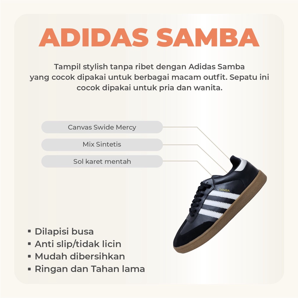 Sepatu Casual Cowok Adidas Samba Sneakers Pria Casual Premium Kekinian By Narasport.id