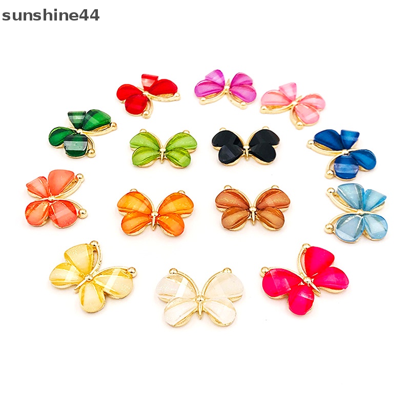 Sunshine 10pcs Kerajinan resin Metal Butterfly flatback Scrapbooking Untuk Telepon Dekorasi Pernikahan ID