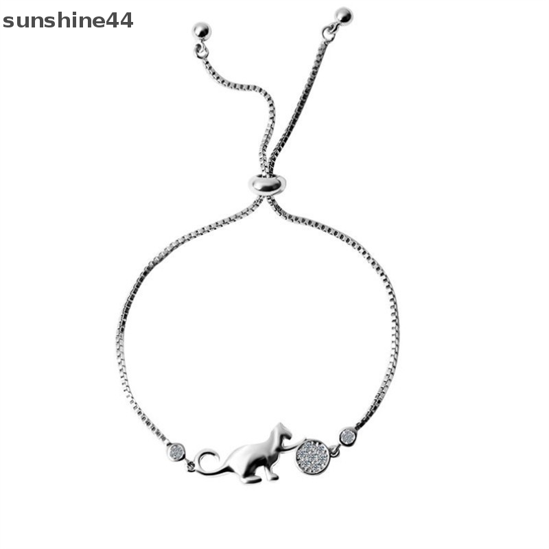 Sunshine Gelang Pesona Bola Kucing Kristal Cubic Zirconia Trendi Untuk Wanita Perhiasan Sederhana ID