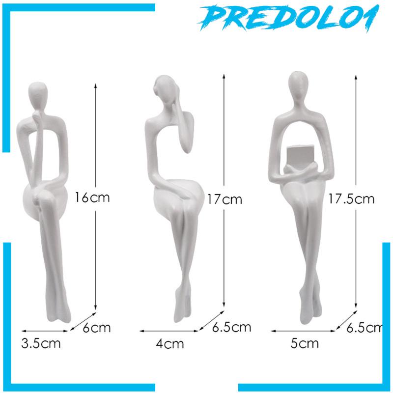 [Predolo1] 3pcs Patung Pemikir Duduk Patung Abstrak Untuk Dekorasi Meja Rak