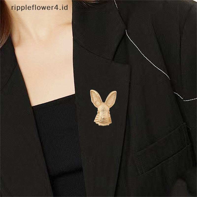 {rippleflower4.id} Retro Alloy Rabbit Brooch Pin Wanita Fashion Pesta Lucu Sweater Bros Aksesoris~