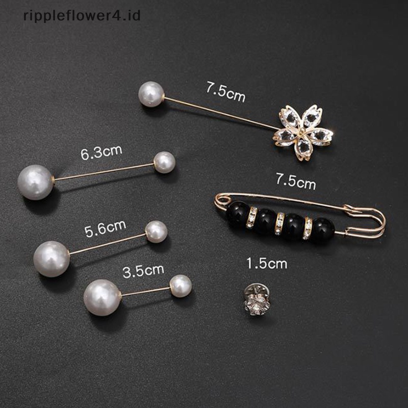 {rippleflower4.id} 1set Fashion Pakaian Bros Penyesuaian Pinggang Untuk Wanita Mutiara Kerah Pin Sweater Dress Brooch Pin Lencana Gesper DIY Aksesoris~