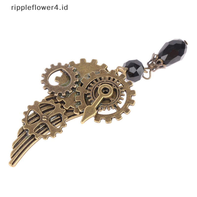 {rippleflower4.id} Bros Sayap Steampunk Gears Pin Dada Retro Punk Gothic Untuk Wanita Pria~