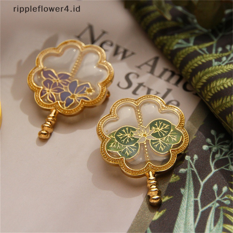 {rippleflower4.id} 2022terbaru Logam Drip Glaze Retro Elegan Folk-Custom Bunga Bros Kipas Untuk~