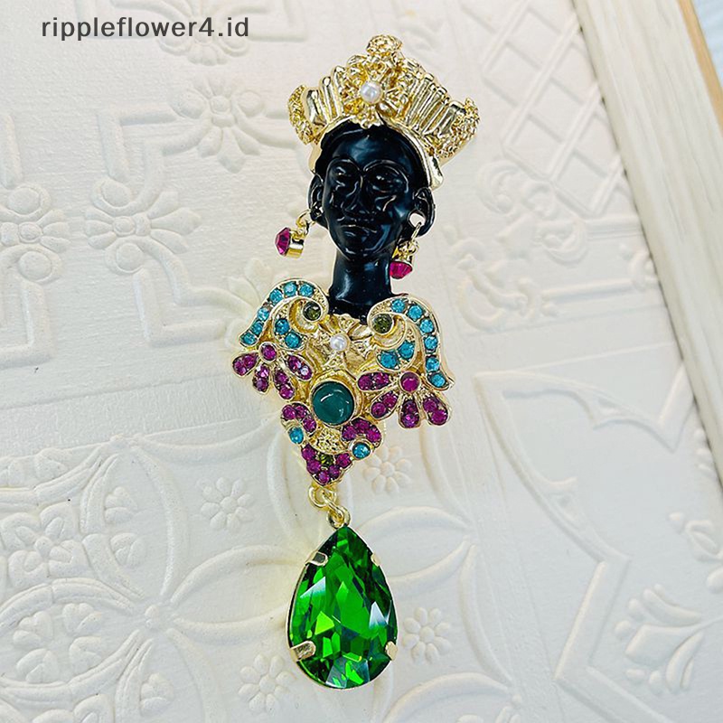 {rippleflower4.id} Fashion Hijau Tetesan Air Berlian Imitasi Rumbai Korsase Afrika Wanita Bros Berlian Imitasi Cantik Lady Pesta Kantor Bros Pin Hadiah~