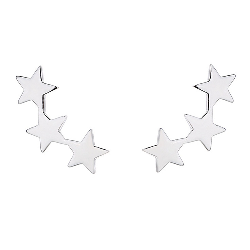 Anting Bintang Berujung Tiga Lima Lucu Untuk Aksesoris Wanita Pernyataan Perhiasan Hadiah Fashion Korea Brushed Star Stud Earrings