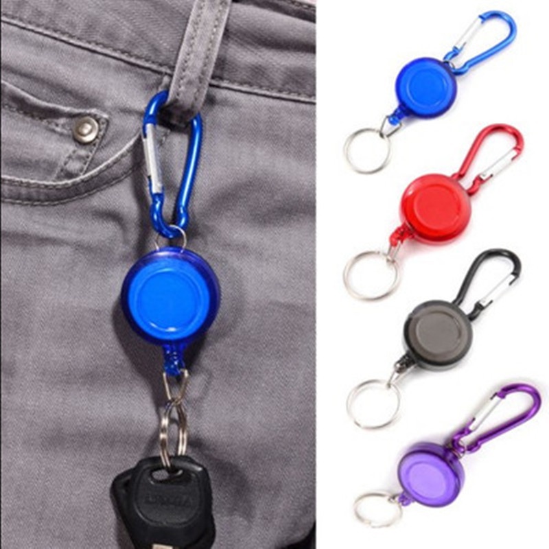 Card Key Ring Retractable Plastic Card Ring Belt Gantungan Kunci Warna Baru Gantungan Kunci Warna Simple Key Fob Perlengkapan Luar Ruangan Gesper Peregangan