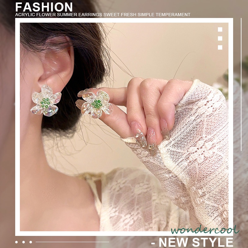Anting Bunga Bahan Akrilik Korea Lucu Fashion Gaya Untuk Wanita-Won