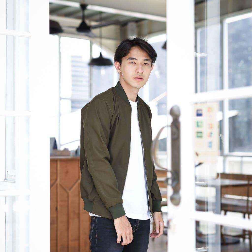 Jaket Bomber Kanvas Hijau Army