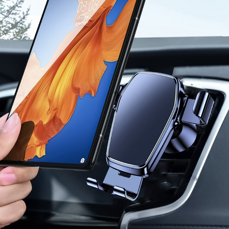 Gravity Self-Locking Phone Mount Stabil Dudukan Ponsel Mobil Lubang Angin Klip GPS Stand Bracket Universal Klip Outlet Udara Mobil Aksesoris Interior Mobil