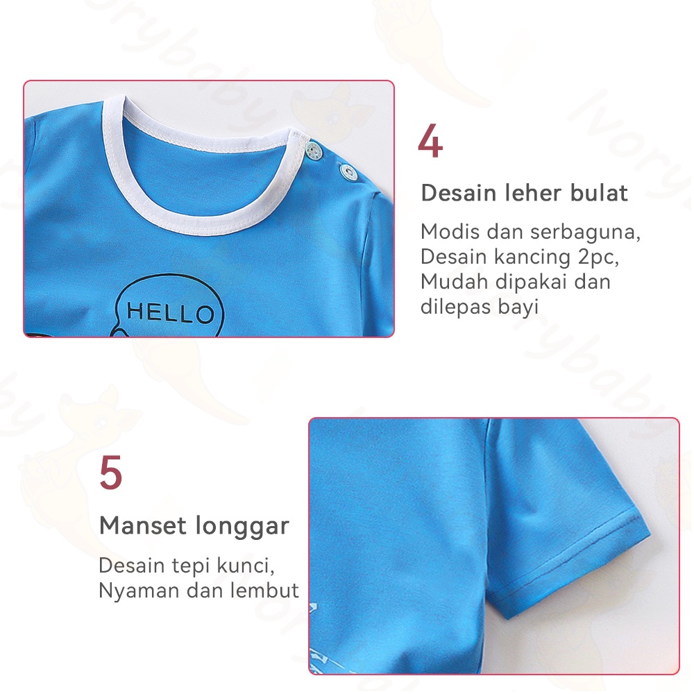 Ivorybaby Kaos baju atasan bayi anak lengan pendek Tshirt anak 0-3thn