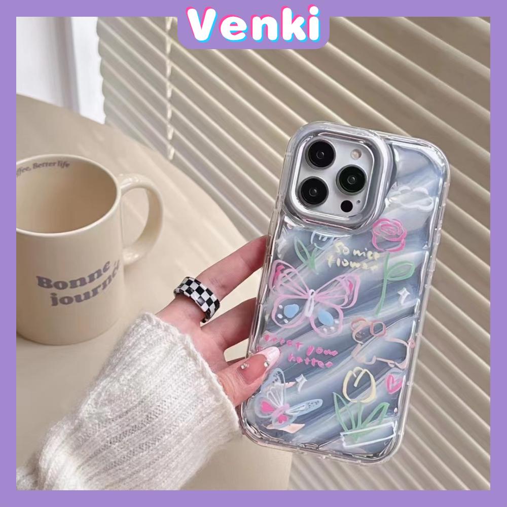 VENKI - Untuk iPhone 11 iPhone Case Laser Reflektif Bening Phone Case TPU Lembut Shockproof Airbag Phone Case Kupu-kupu Sederhana Kompatibel dengan iPhone 14 13 Pro Max 12 Pro Max XR XR 7 8