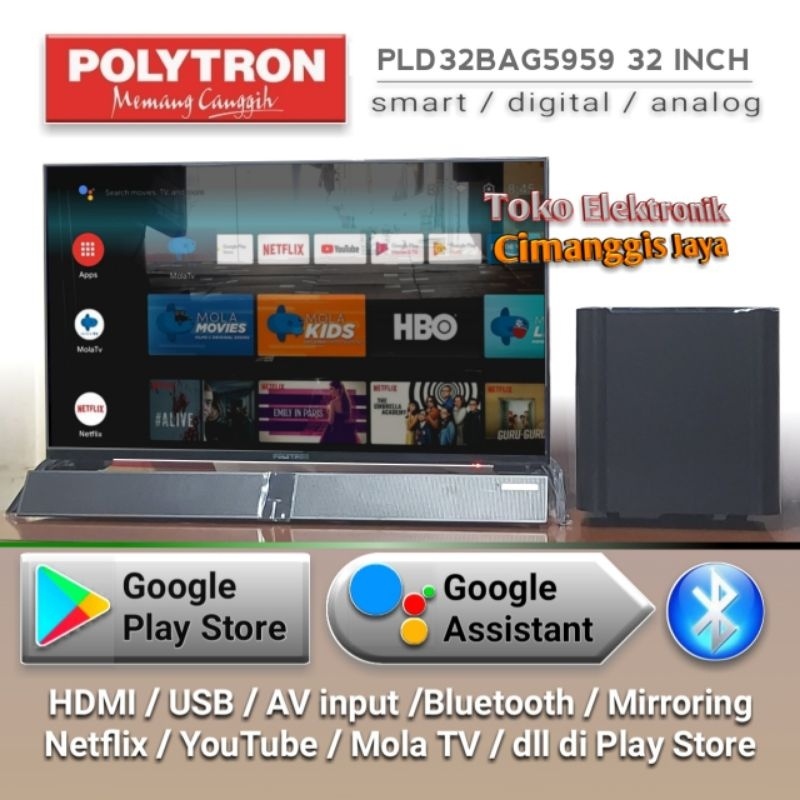 SMART TV LED POLYTRON 32 INCH CINEMAX SOUNDBAR ANDROID