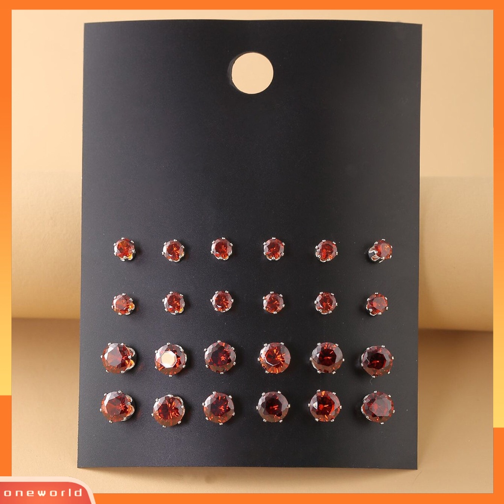 [WOD] 12pasang Anting Tusuk Wanita Perhiasan Berlian Imitasi Mengkilap Gaya Korea Geometri Ear Studs Untuk Prom