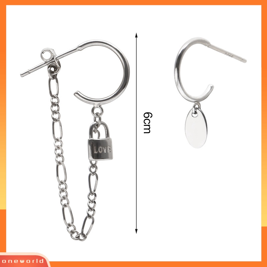 [WOD] 1pasang Anting Wanita Panjang Rumbai Rantai Bright Luster Kepribadian Menarik Semua Pertandingan Dekorasi Geometris Asimetris Lock Round Disc Menjuntai Earrings Untuk Kehidupan Sehari-Hari