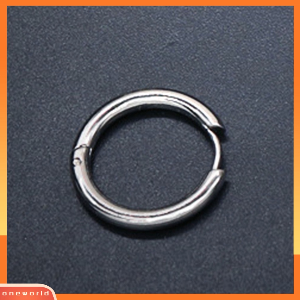 [WOD] 1pc Anting Bulat Tindik Halus Warna Silver Anting Pria Simple Bahan Stainless Steel Untuk Belanja