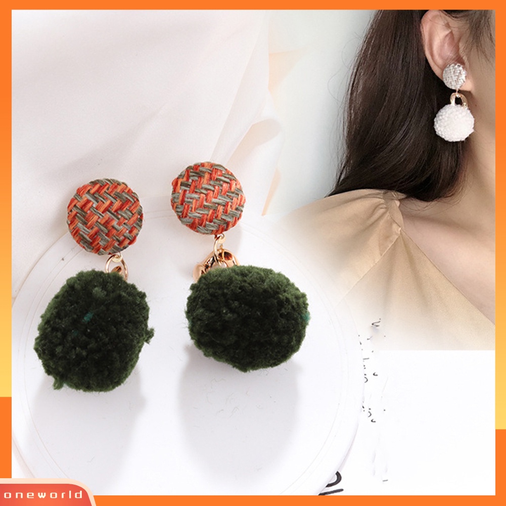 [WOD] Musim Dingin Manis Wanita Pompom Menjuntai Drop Ear Stud Earrings Perhiasan Hadiah Teman