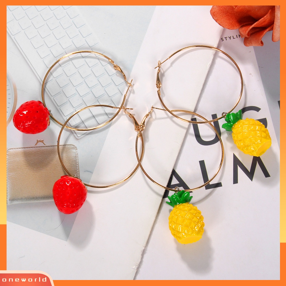 [WOD] Wanita Manis Semangka Strawberry Lemon Buah Menjuntai Hoop Earrings Perhiasan Hadiah