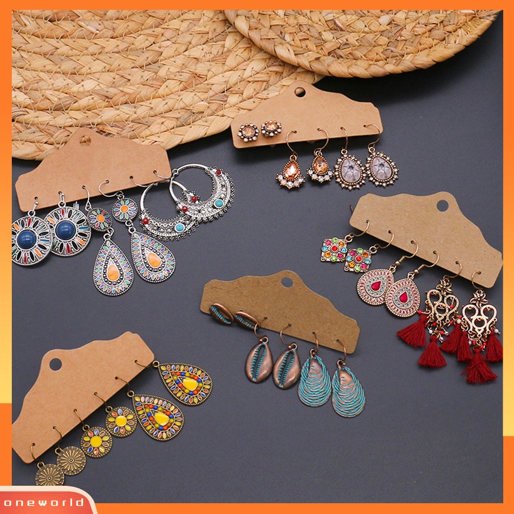 [WOD] 3pasang Bulat Teardrop Rumbai Menjuntai Wanita Ear Stud Hook Earrings Perhiasan Pesta