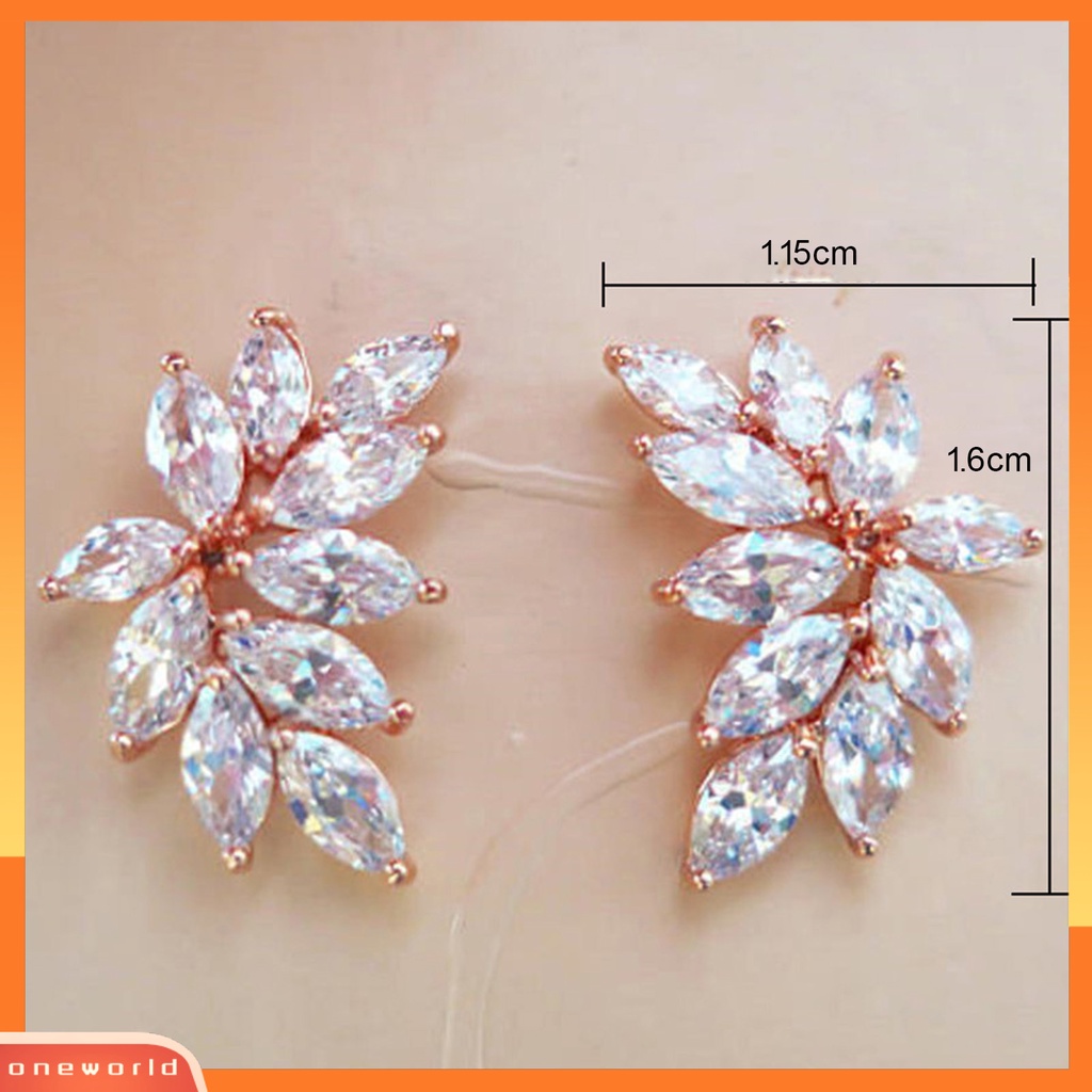 [WOD] 1pasang Anting Juntai Anti Alergi Hias Glittery Chic Bentuk Daun Anting Tusuk Untuk Pacaran