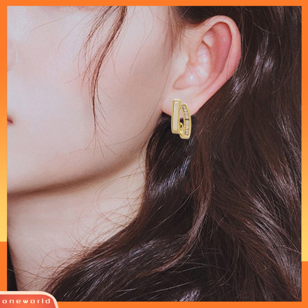 [WOD] 1pasang Anting Wanita Warna Vibrant Tahan Karat Alloy Ganda Melengkung Berbentuk Anting Pejantan Anting Pesta Hadiah Ulang Tahun