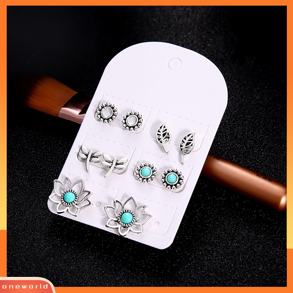 [WOD] 5pasang Ear Studs Set Capung Berongga Daun Bunga Gadis Tanggal Anting Pesta