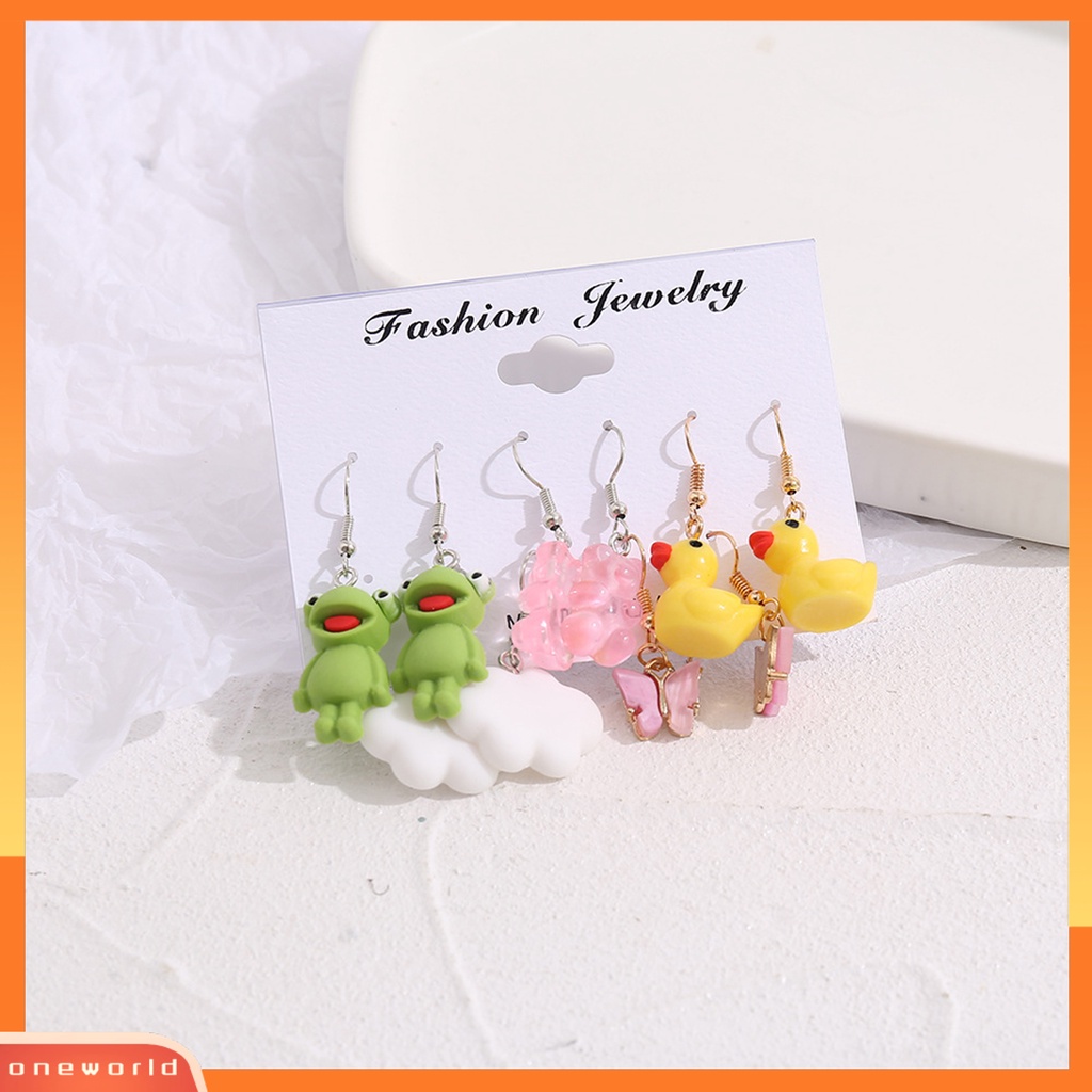 [WOD] 1set Wanita Anting Kait Individu Hewan Lucu Manis Hijau Katak Drop Earrings Aksesori Perempuan