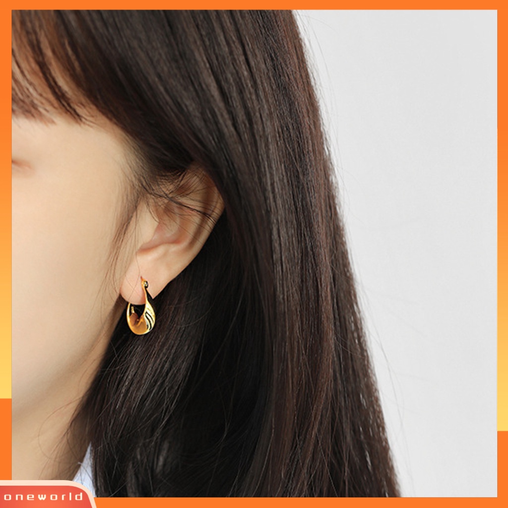 [WOD] 1pasang Anting Menjuntai Bersinar Anting Hoop Twist Geometris Tembaga Tahan Aus Untuk Pesta