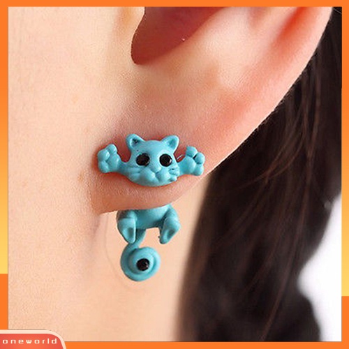 [WOD] Kreatif 3D Hewan Anting Kartun Kucing Kucing Indah Telinga Stud Earrings Perhiasan