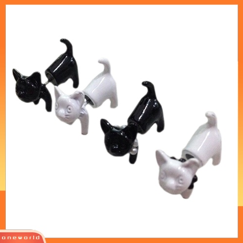 [WOD] Wanita Punk Keren Stereoskopik Kucing Kitten Impalement Ear Stud Earring Perhiasan