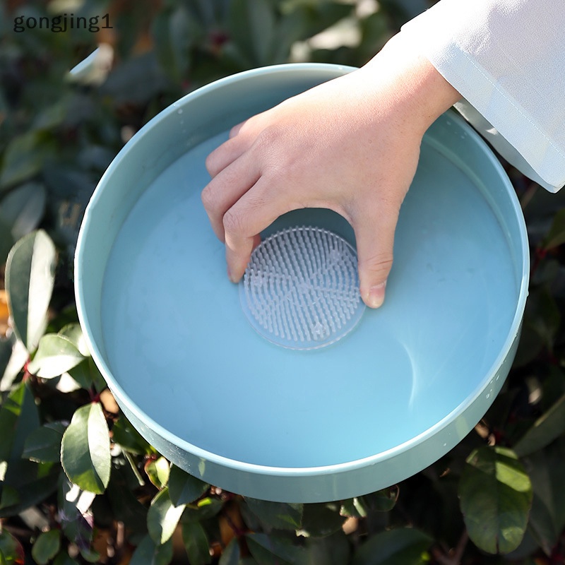 Ggg Bulat Ikebana Kenzan Flower Frog Suction Cup Alat Susun Bunga Plastik Art Fixed Rubber Base Holder Floral Decor Pot Vas ID