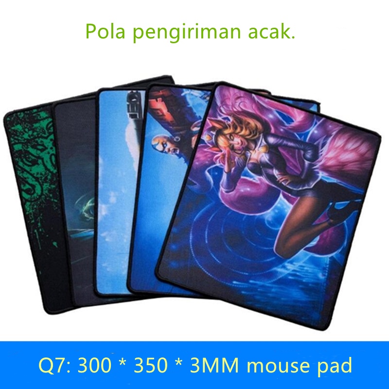 Kain tahan air jahitan 250*300*3mm mouse pad, tepian benang berwarna lembut dan kain halus yang tahan lama alas mouse