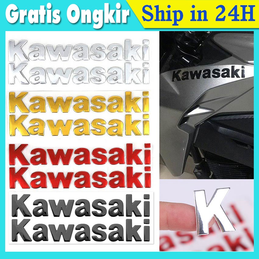 Stiker Emblem Kawasaki Logo 3D Original Untuk Tangki Bensin Motor