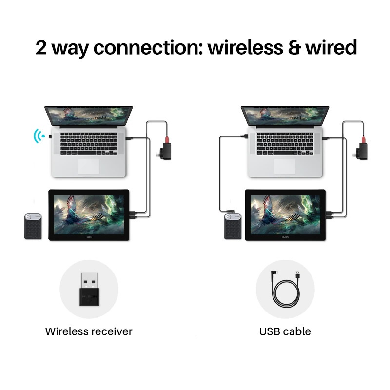 AKN88 - HUION KD100 Mini Wireless Keyboard Graphics Drawing Tablet 18 Keys