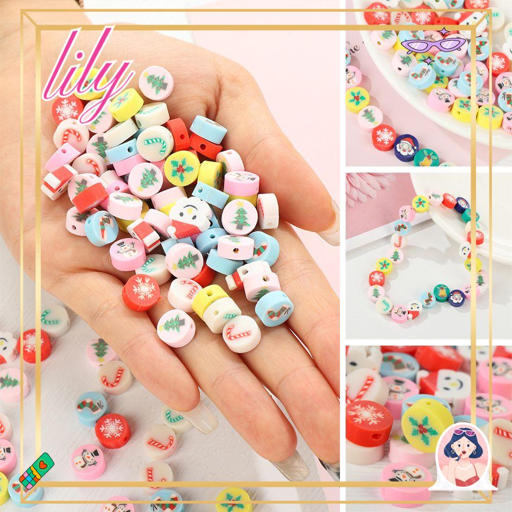 Lily 50 Pcs 10 mm Blossom Polymer Clay Spacer Dekorasi Kalung Liontin Aksesoris Natal Snowman