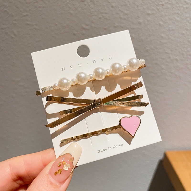 Mysterygirl - JEPIT RAMBUT ELEGANT PREMIUM 3PCS 1PCS PEARL MUTIARA RETRO KOREA HIASAN HAIR CLIP SET