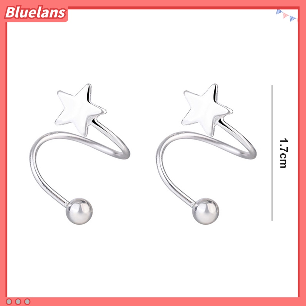 [BLS] 1pasang Ear Studs Round Beads Bintang Berujung Lima Tindik Mini Hadiah Lucu Hypoallergenic Spiral Tulang Rawan Anting Perhiasan Fashion