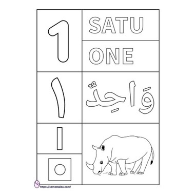 [Whispers] Gambar Sketsa Mewarnai ANGKA 1-10 (10 Lembar) ~ Arab Inggris Romawi / Seketsa Lukis /