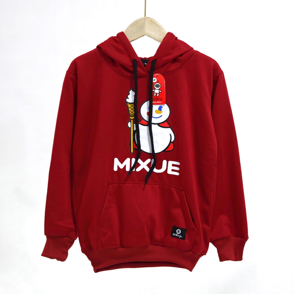 Jaket Sweater Hoodie Anak Bahan Flecee Tebal Motif Mixue