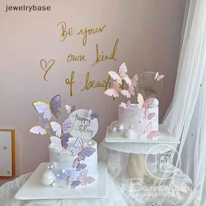 [jewelrybase] Stamping Gold Pink Butterfly Hiasan Kue Putri Dessert Kue Dekorasi Butik Kupu