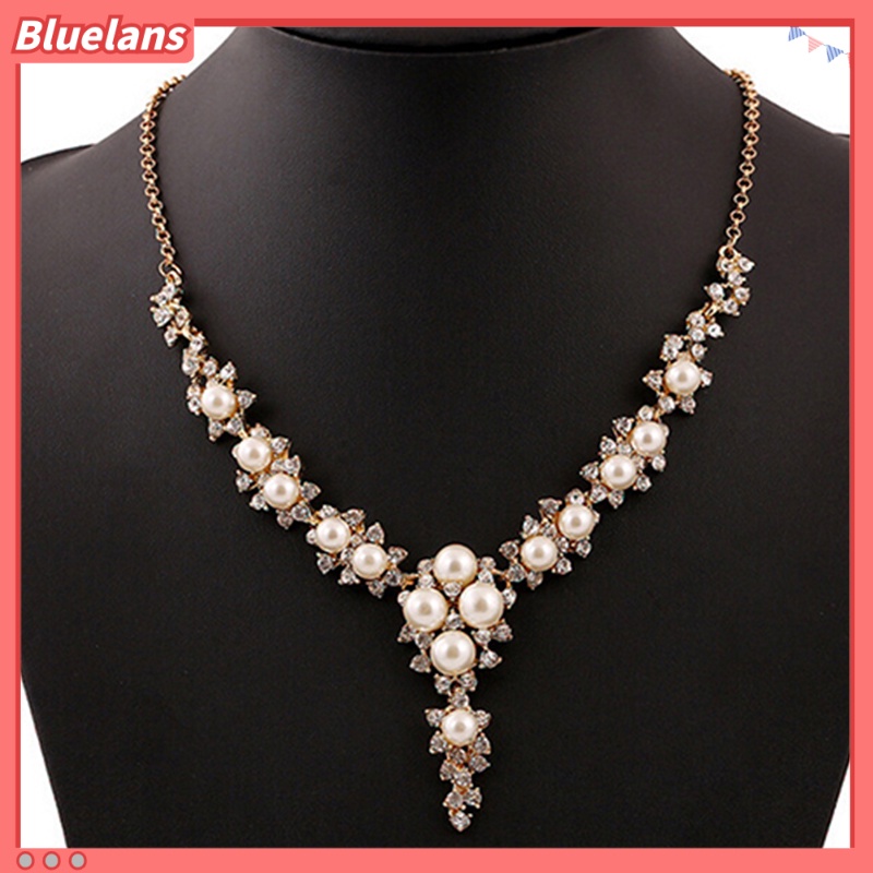 [BLS] Wanita Fashion Clavicular Charms Faux Pearl Pendant Kalung Hadiah Pesta Pernikahan