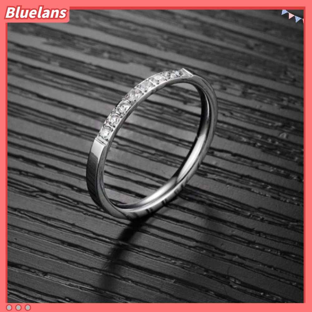 [BLS] Bling Baris Tunggal Berlian Imitasi Fashion Wanita Jari Cincin Pernikahan Pertunangan Perhiasan