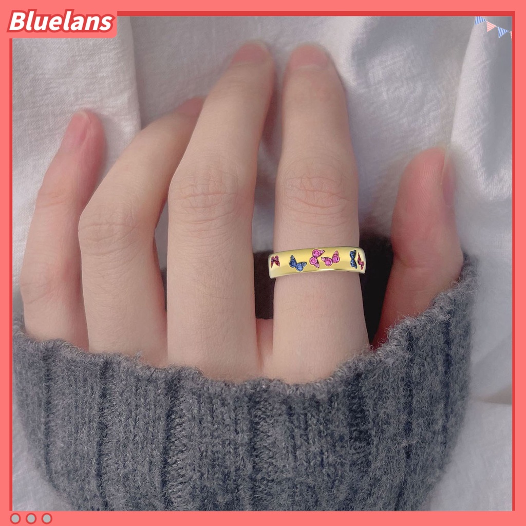 [BLS] Cincin Wanita Mengkilap Motif Kupu-Kupu Stainless Indah Warna Campur Lady Finger Ring Untuk Pernikahan