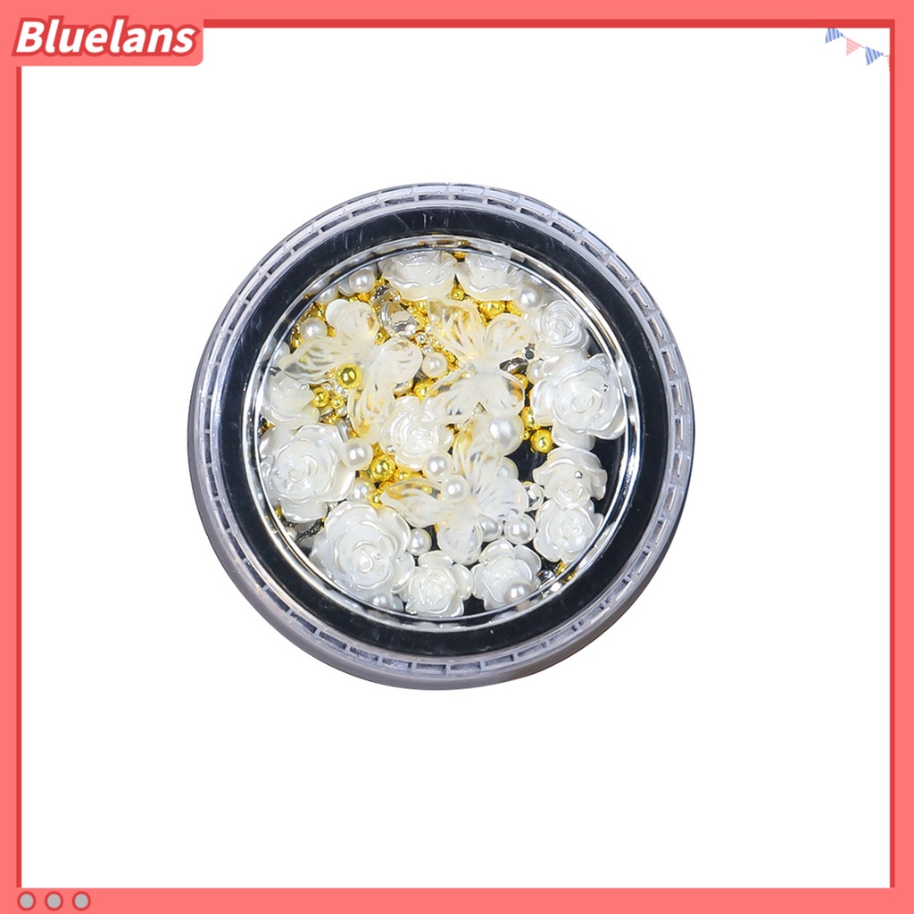 [BLM] 1kotak Hiasan Mawar Kuku Cantik Tiga Dimensi Camellia Butterfly Faux Pearl Nail Art Dekorasi Untuk Salon Kuku