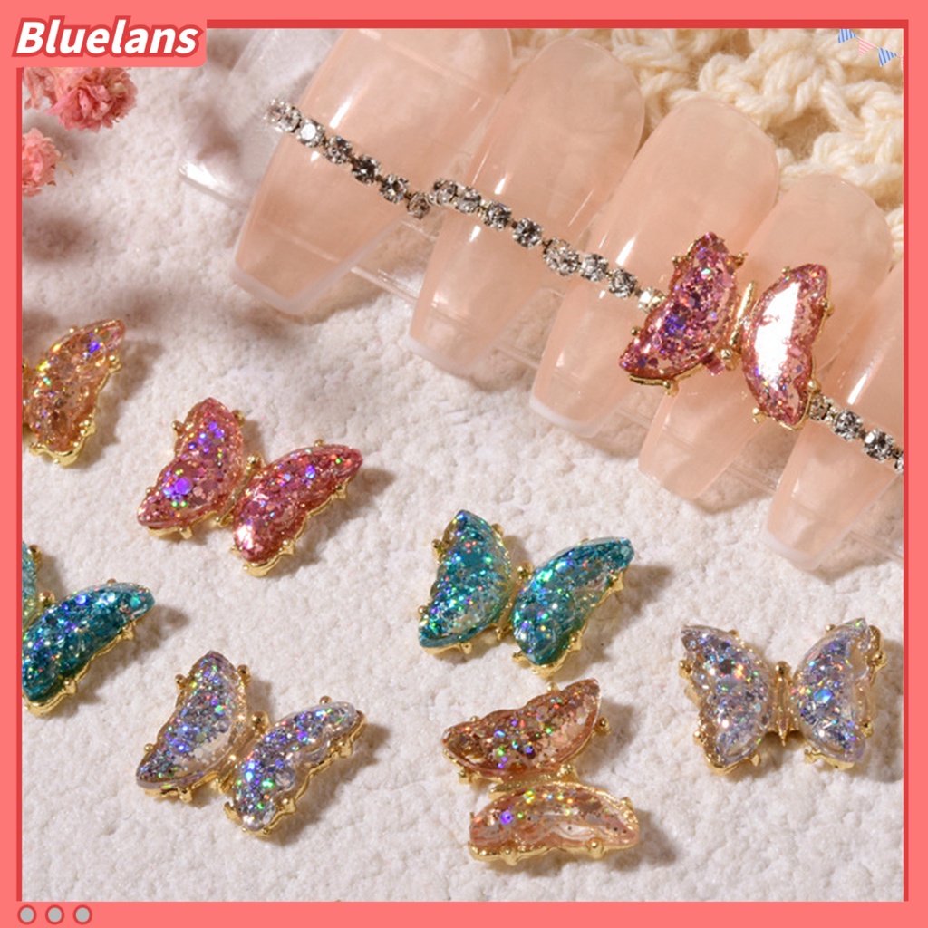 [BLM] Manicure Decoration Kuat Mewah Alloy Butterfly 3D Berlian Imitasi Hiasan Nail Art Untuk Wanita