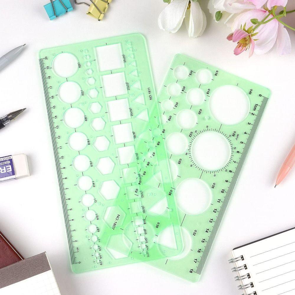 TOP 3buah Penggaris Geometri Multi Fungsi Untuk Belajar Merancang Lingkaran Template Gambar Plastik Hijau Bening