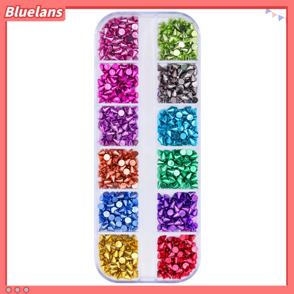 [BLM] 1kotak Pesona Nail Art Tidak Luntur Anti-Oksidasi Tahan Jatuh Yang Dapat Dilepas 12kisi DIY Rivet Gadis Kuku Aksesori Kecantikan Kuku Salon Pasokan